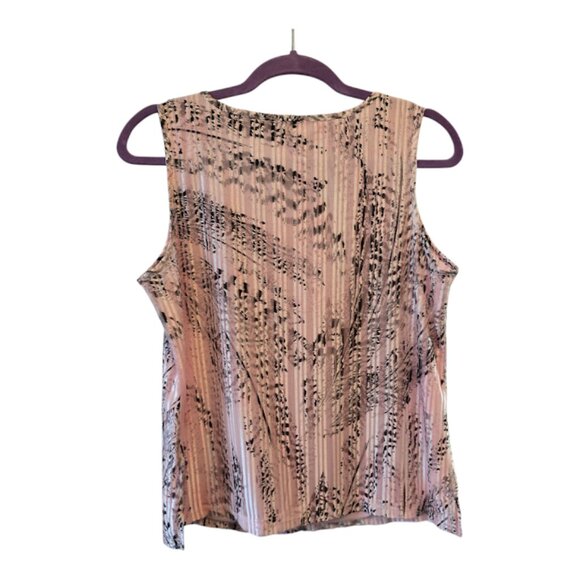 KASPER WOMENS SLEEVELESS TOP PETITE LARGE PINK BLACK PRINT SHIMMER TEXTURED KNIT - Picture 5 of 9